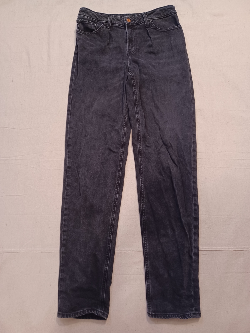Express Mid-Rise Relaxed Tapered Black Wash Denim Jeans Women's Size 6 Long